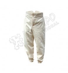 Civil war Trouser in off white canvas with wooden buttons