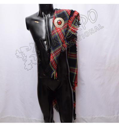 Black Stewart Tartan Drummer and Pipers Fly Plaids