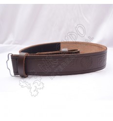 Brown Thistle Belt with Scottish Celtic Embossed real leather belt