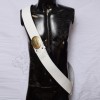 White cross belt with brass With NEMO . ME . IMPUNE . LACESSIT chest plate