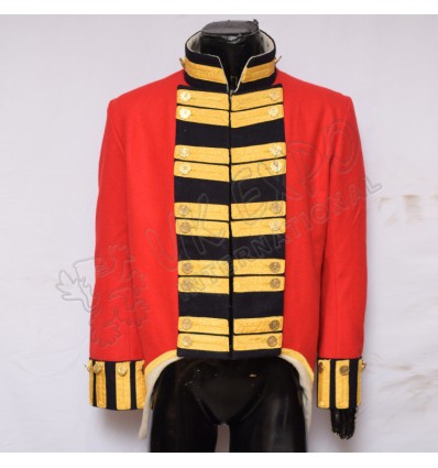 21st Gold Buttons with Gold Braid front double Brest and Red Main body Black Collar