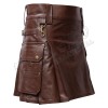 Brown Leather Heavy Duty Utility Kilts with 4 Straps closing