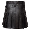 Black Leather Heavy Duty Utility Kilts with 4 Straps closing