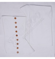 White Color Cotton Spats With Wooden Buttons