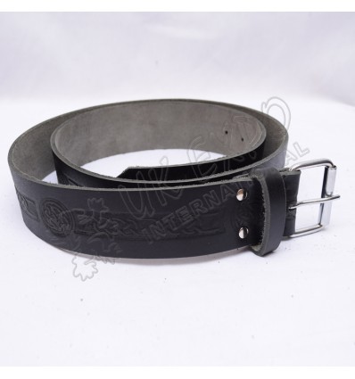 Cow Hide Leather Single Pin Buckle with Celtic Embossed Belt