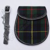 Scottish Hunting Stewart Tartan Sporran With Leather Backing & Belt Chain