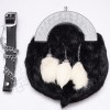 Black and white rabbit fur with celtc knot cantle