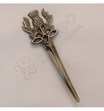 Scottish Thistle Shiny Antique Kilt Pin