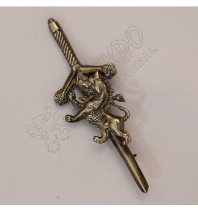 Rampart Lion with Scottish Sword Shiny Antique Kilt Pin