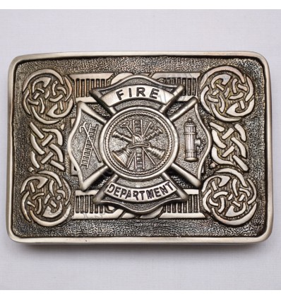 Scottish Shiny Antique Celtic Design Buckle With Fire Department Badge