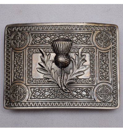 Scottish Antique Celtic Design Buckle With Thistle Badge