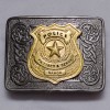Scottish Celtic Design Antique Buckle With Brass Police Protect & Serve Garda Badge