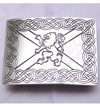 Scottish Celtic Rampart lion Chrome Buckle With Black Color Filing