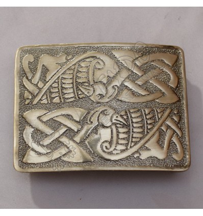 Scottish Celtic Bird Kilt Buckle With Brass Antique Finish