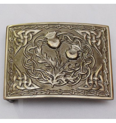 Celtic Scottish Flower Shiny Antique Kilt Buckle