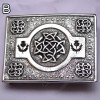 Celtic Round Thistle Chrome Buckle With Green Color Filing