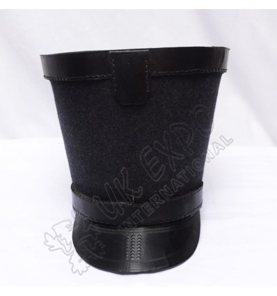 Shako Hat with Black Leather Band on Top and Black Color Threads