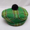Irish National Tartan Military Bonnet Hat with Black Pom Pom