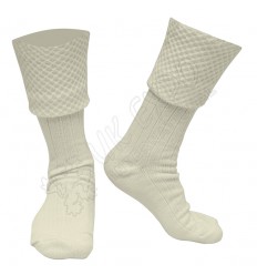 Diamond Cuff Men Cream Color Scottish Highland Wear Kilt Hose Socks
