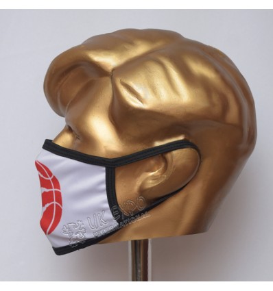 White With Red BasketBall Stylish Sublimated Cotton Mask