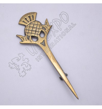 Scottish Flower Brass Antique Kilt Pin