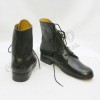 Mens Civil War Smooth Black Leather Shoes Medium long