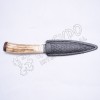 Stainless Steel Blade with Stag Original Handle and Leather Celtic Embossed Cover Sgain Dubh