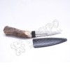 Stainless Steel Blade with Original Stag Curve Shape Handle and Leather Celtic Embossed Cover Sgain Dubh