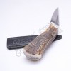 Stainless Steel Blade with Original Stag Curve Shape Handle and Leather Celtic Embossed Cover Sgain Dubh