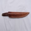Damascus Blade Knife With Wooden Handle Brass Hook And Nice Leather Cover