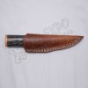 Hiking Knife Damascus Blade with Black Wood Handle Nice Leather Cover