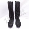 WWII Black Leather Rough Side Out Long Boots