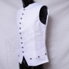 French White Cotton Vest with Plain Pewter Buttons
