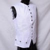 French White Cotton Vest with Plain Pewter Buttons
