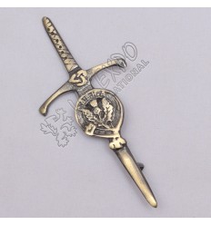 Celtic Sword With Clan Thistle Brass Antique Kilt Pin