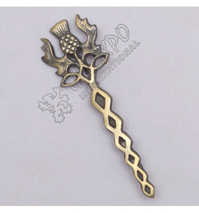 Scottish Thistle Knot Work Brass Antique Kilt Pin