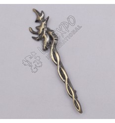 Stag Face Knot Work Brass Antique Kilt Pin