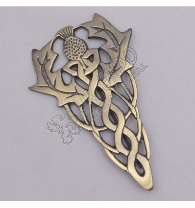 Scottish Flower Primium Celtic Brass Antique Kilt Pin