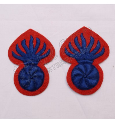 Hand Embroidery Red and Blue Grenade Badge