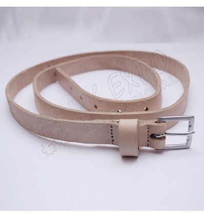 Cream Color Leather Belt Single Pin Buckle