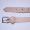 Cream Color Leather Belt Single Pin Buckle