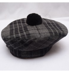 Night Watch Tartan Military Bonnet Hat with Black Pom Pom