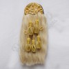 Long Horse Hair Sporran white with Gold Plated Fitting Sporran with 5 knot Tassels