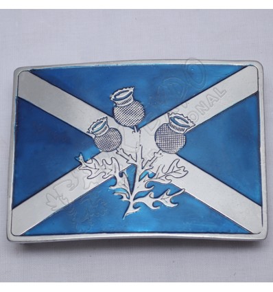 Scottish Flower Saltire Buckle SS Color Filled