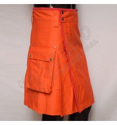 Men orange Color Utility Kilt With 2 side pockets