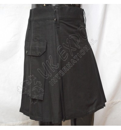Black Utility Kilt With 2 side pockets