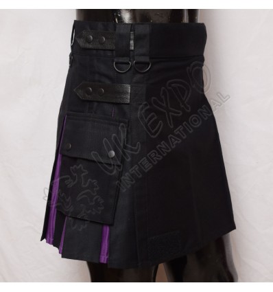 Black and Purple Ladies Hybrid Utility Kilt