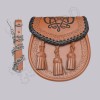 Laser Celtic Embossed Black Leather Sporran