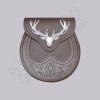 Semi Dress Stag Head and Thistle Laser Etched With Brown Seal Skin Leather Sporran
