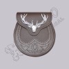 Semi Dress Stag Head and Thistle Laser Etched With Brown Seal Skin Leather Sporran